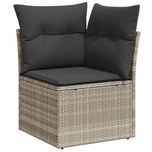 5-tlg. Garten Sofagarnitur Hellgrau Poly Rattan