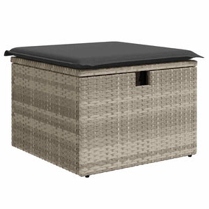 5-tlg. Garten Sofagarnitur Hellgrau Poly Rattan