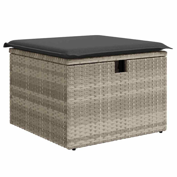 5-tlg. Garten Sofagarnitur Hellgrau Poly Rattan