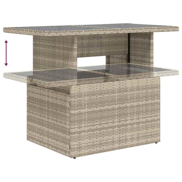 5-tlg. Garten Sofagarnitur Hellgrau Poly Rattan