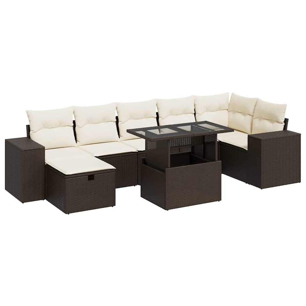 vidaXL Ensemble de canapés de jardin 5 pièces avec coussins en résine tressée marron