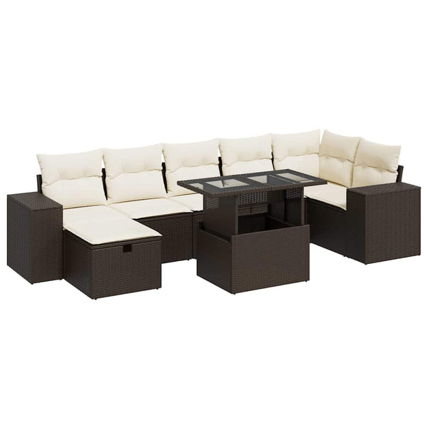 vidaXL Ensemble de canapés de jardin 5 pièces avec coussins en résine tressée marron