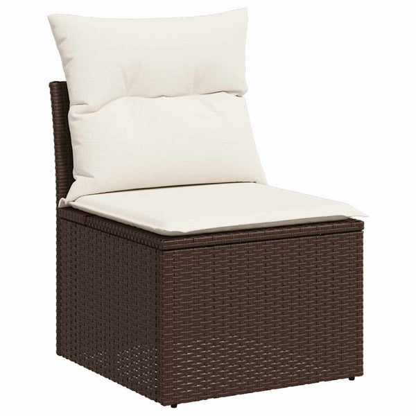 vidaXL Ensemble de canapés de jardin 5 pièces avec coussins en résine tressée marron