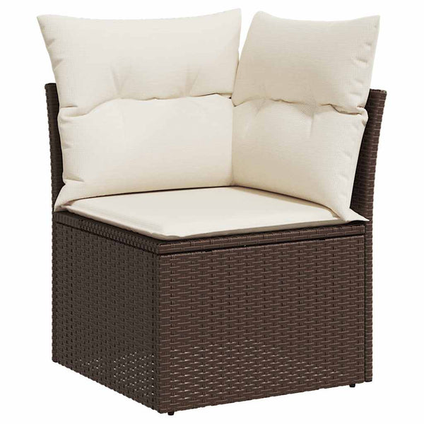 vidaXL Ensemble de canapés de jardin 5 pièces avec coussins en résine tressée marron