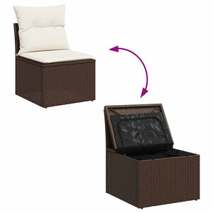 vidaXL Ensemble de canapés de jardin 5 pièces avec coussins en résine tressée marron