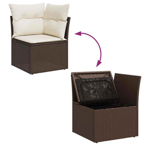 vidaXL Ensemble de canapés de jardin 5 pièces avec coussins en résine tressée marron