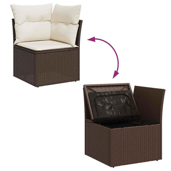 vidaXL Ensemble de canapés de jardin 5 pièces avec coussins en résine tressée marron