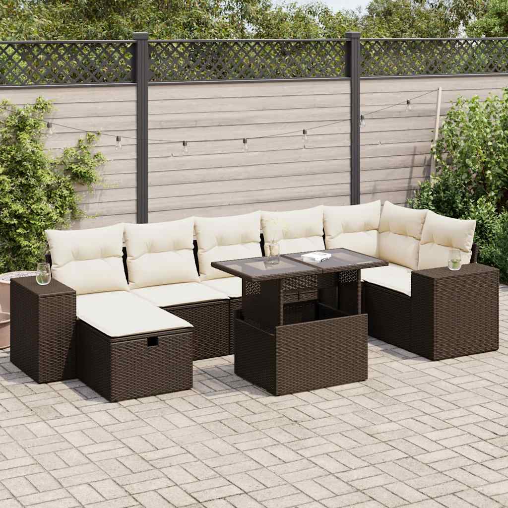 vidaXL Ensemble de canapés de jardin 5 pièces avec coussins en résine tressée marron