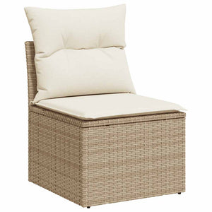 9-teilige Garten Sofagarnitur Beige Poly Rattan