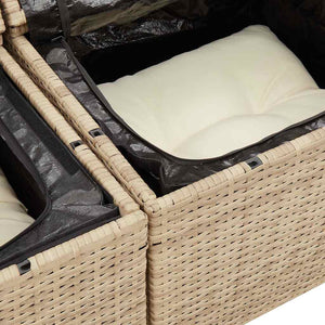 9-teilige Garten Sofagarnitur Beige Poly Rattan