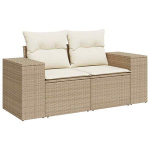 9-teilige Garten Sofagarnitur Beige Poly Rattan