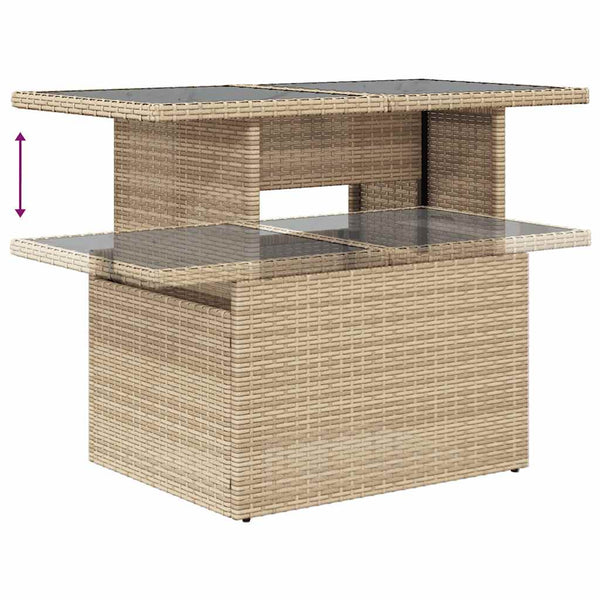 9-teilige Garten Sofagarnitur Beige Poly Rattan