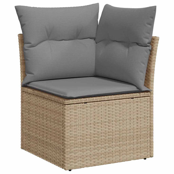 9-teilige Garten Sofagarnitur Beige Poly Rattan
