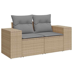 9-teilige Garten Sofagarnitur Beige Poly Rattan