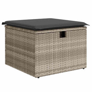 9-teilige Garten Sofagarnitur Hellgrau Poly Rattan