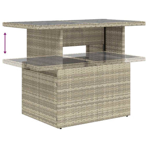 9-teilige Garten Sofagarnitur Hellgrau Poly Rattan