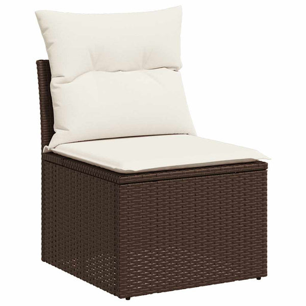 9-teilige Garten Sofagarnitur Braun Poly Rattan