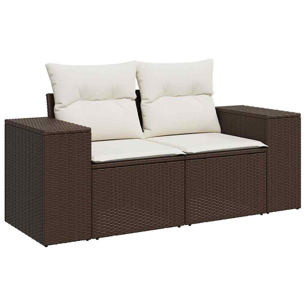 9-teilige Garten Sofagarnitur Braun Poly Rattan