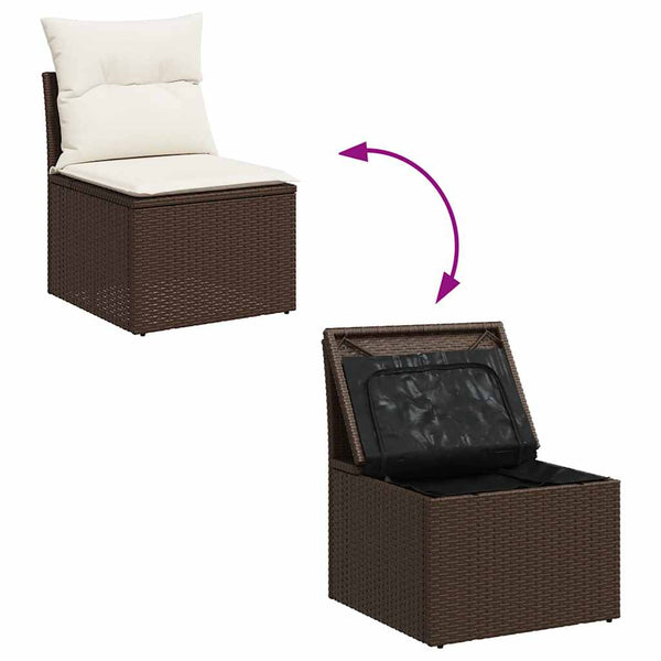 9-teilige Garten Sofagarnitur Braun Poly Rattan
