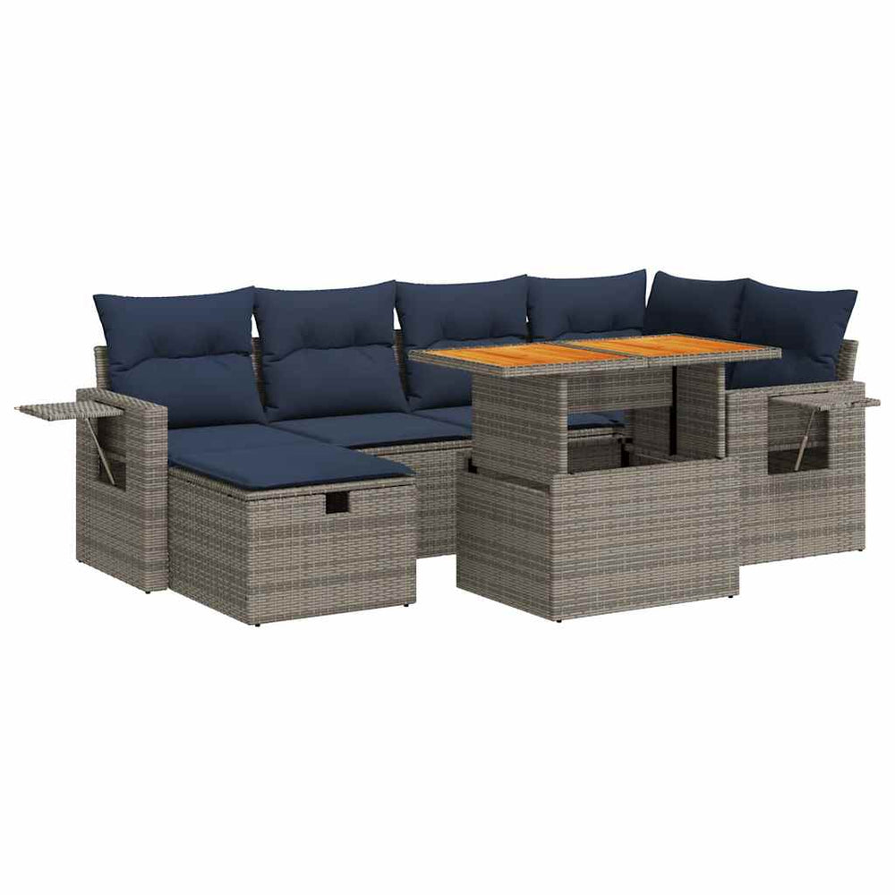 vidaXL Salon de jardin 7 pcs avec coussins résine tressée noir