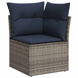 7-tlg. Garten Sofagarnitur Schwarz Poly Rattan mit Kissen