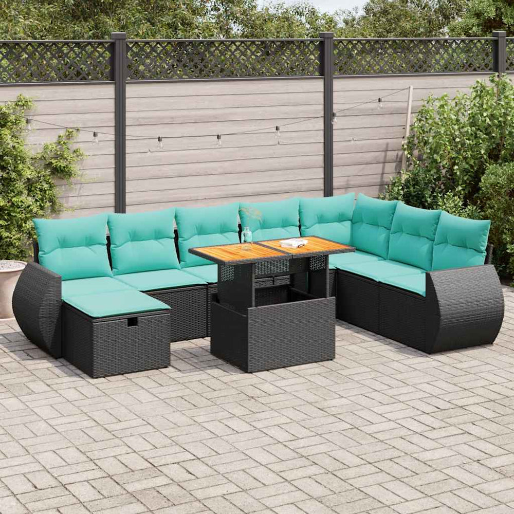 9-teilige Garten Sofagarnitur Braun