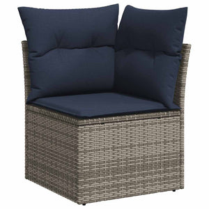 vidaXL Salon de jardin 9 pcs avec coussins en résine tressée gris