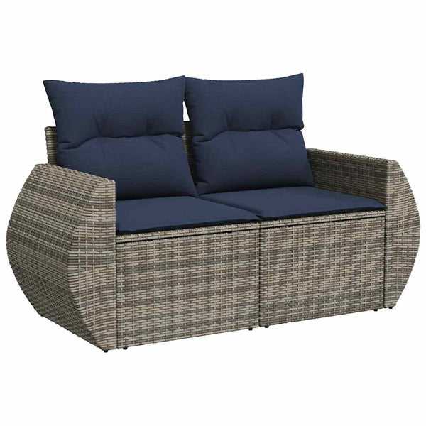 vidaXL Salon de jardin 9 pcs avec coussins en résine tressée gris
