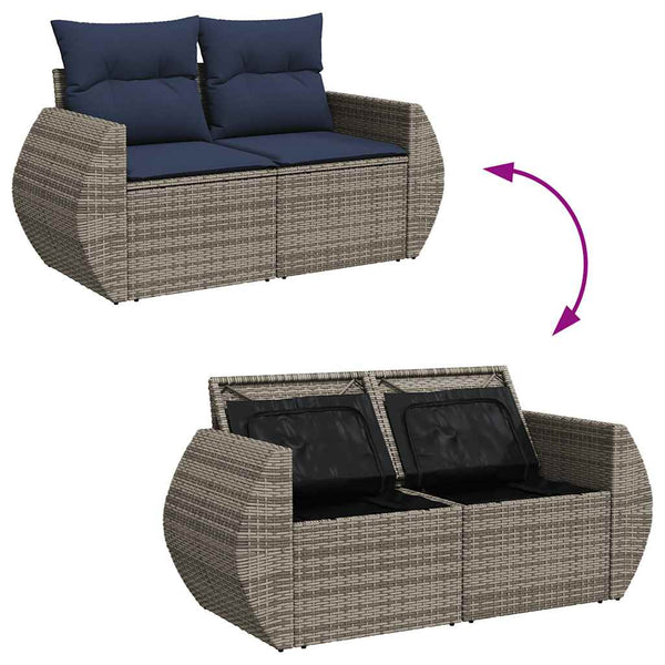 vidaXL Salon de jardin 9 pcs avec coussins en résine tressée gris