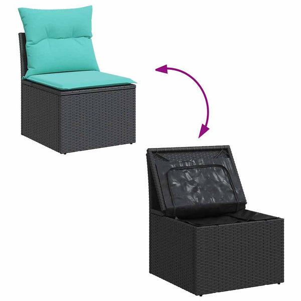 6-tlg. Garten Sofagarnitur Braun Poly Rattan Akazie