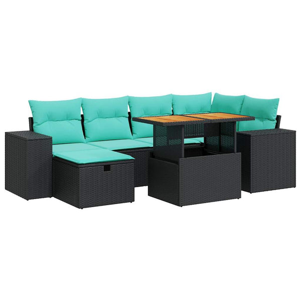 7-teilige Garten Sofagarnitur Grau Poly Rattan