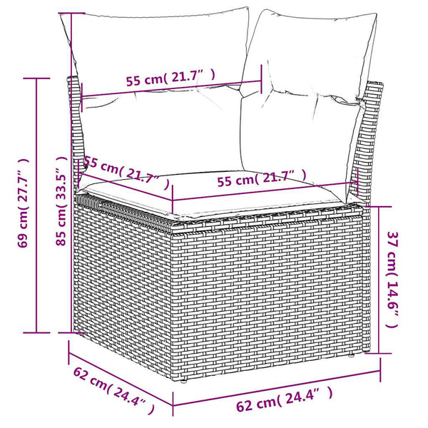 7-teilige Garten Sofagarnitur Grau Poly Rattan