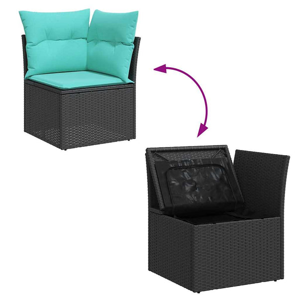 7-teilige Garten Sofagarnitur Grau Poly Rattan