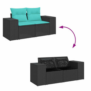 7-teilige Garten Sofagarnitur Grau Poly Rattan