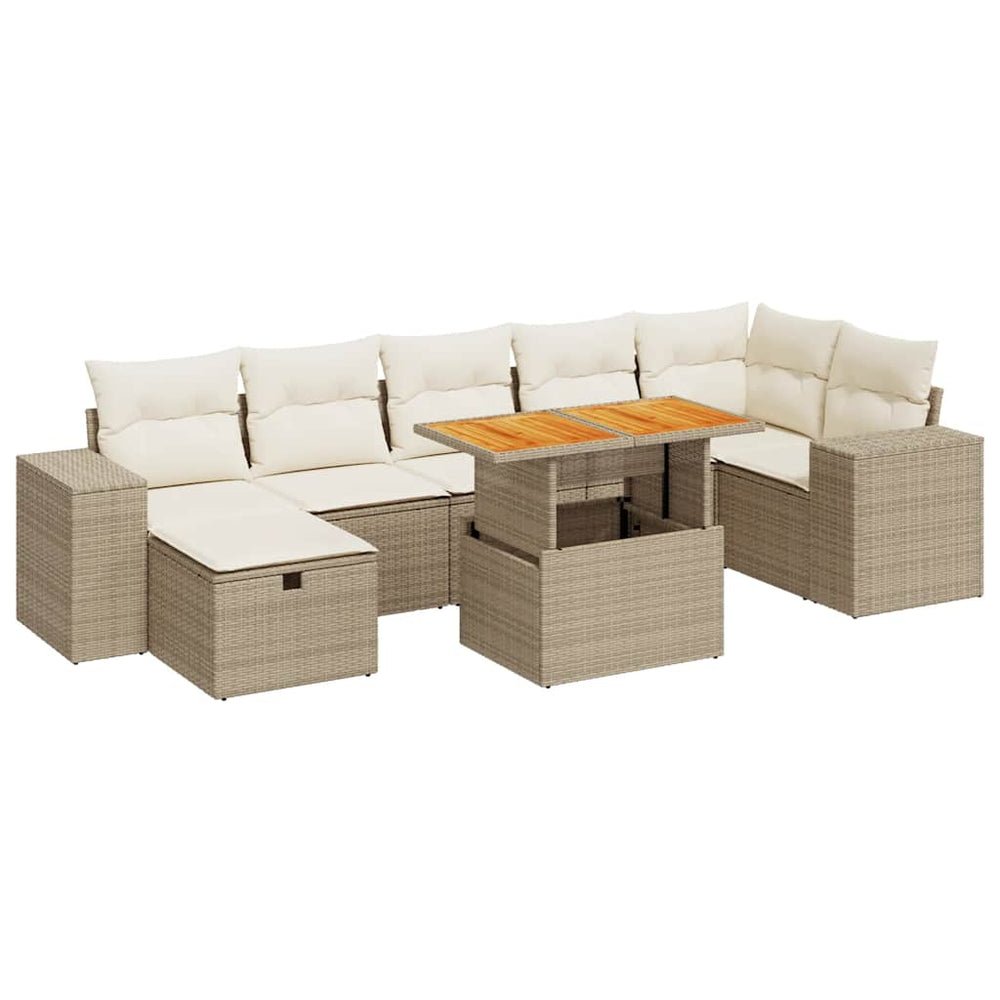 vidaXL Ensemble canapé de jardin 5 pcs avec coussins Beige rotin synthétique acacia