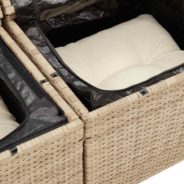 vidaXL Ensemble canapé de jardin 5 pcs avec coussins Beige rotin synthétique acacia