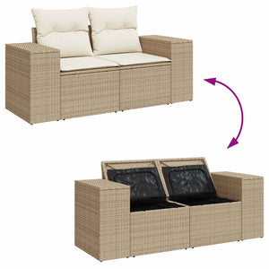 vidaXL Ensemble canapé de jardin 5 pcs avec coussins Beige rotin synthétique acacia