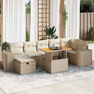 vidaXL Ensemble canapé de jardin 5 pcs avec coussins Beige rotin synthétique acacia