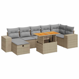 vidaXL Ensemble canapé de jardin 5 pcs avec coussins Beige rotin synthétique acacia
