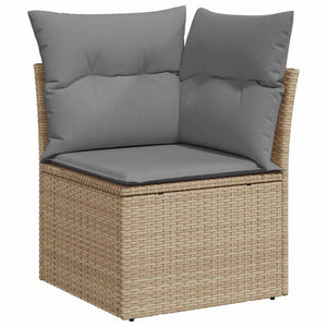vidaXL Ensemble canapé de jardin 5 pcs avec coussins Beige rotin synthétique acacia