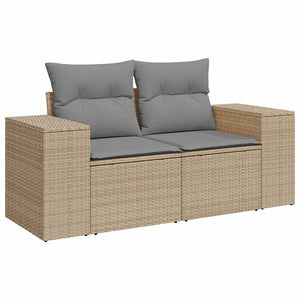 vidaXL Ensemble canapé de jardin 5 pcs avec coussins Beige rotin synthétique acacia