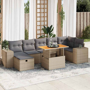 vidaXL Ensemble canapé de jardin 5 pcs avec coussins Beige rotin synthétique acacia
