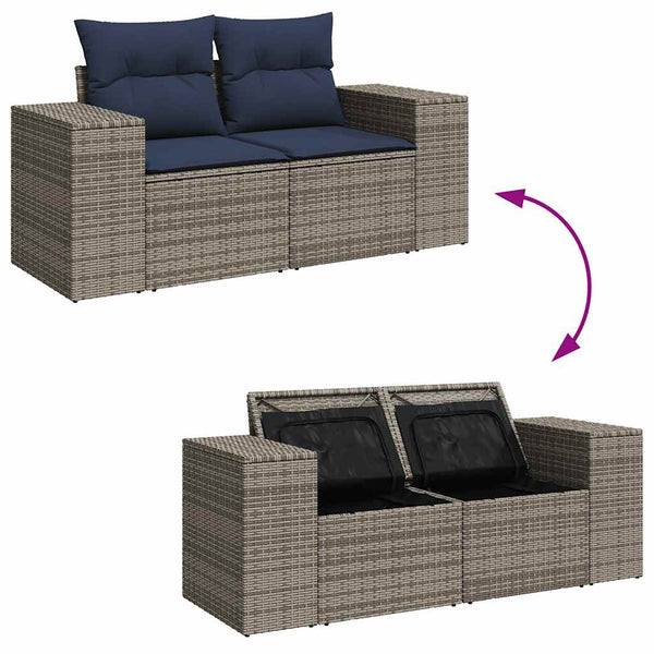8-tlg. Garten Sofagarnitur Braun Poly Rattan