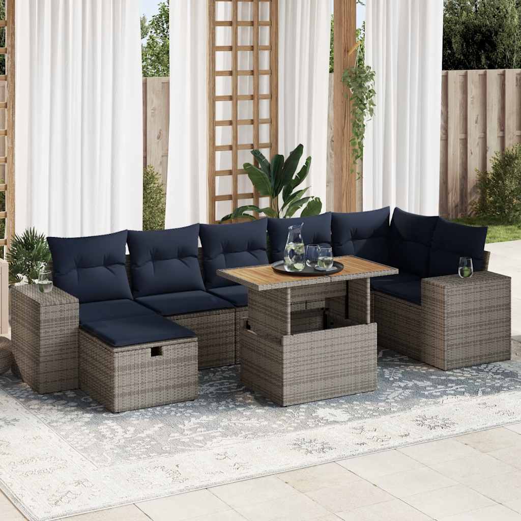 8-tlg. Garten Sofagarnitur Braun Poly Rattan