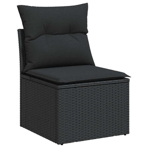9-teilige Garten Sofagarnitur Schwarz Poly Rattan