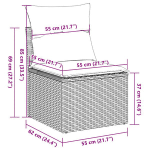 9-teilige Garten Sofagarnitur Schwarz Poly Rattan