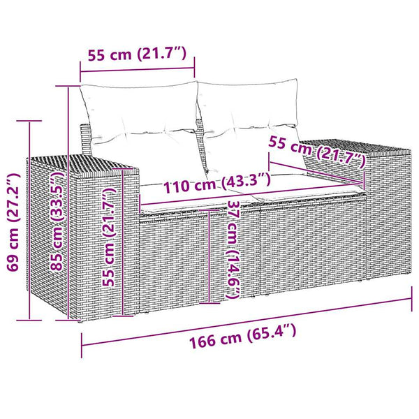 9-teilige Garten Sofagarnitur Schwarz Poly Rattan