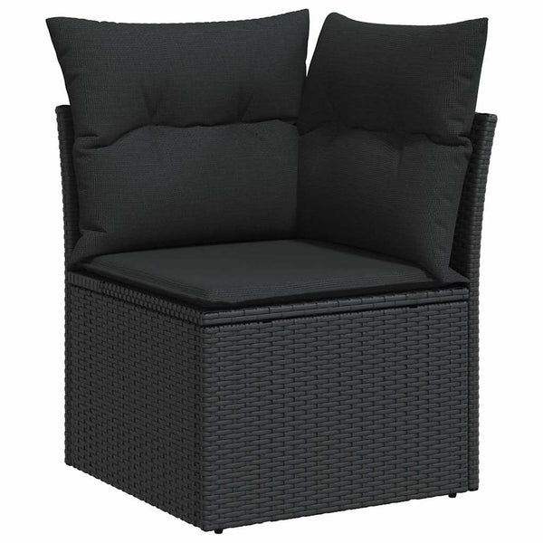 9-teilige Garten Sofagarnitur Schwarz Poly Rattan