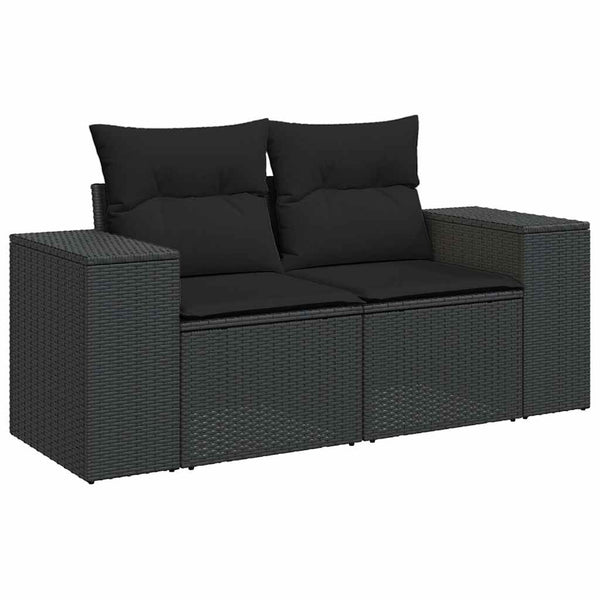 9-teilige Garten Sofagarnitur Schwarz Poly Rattan