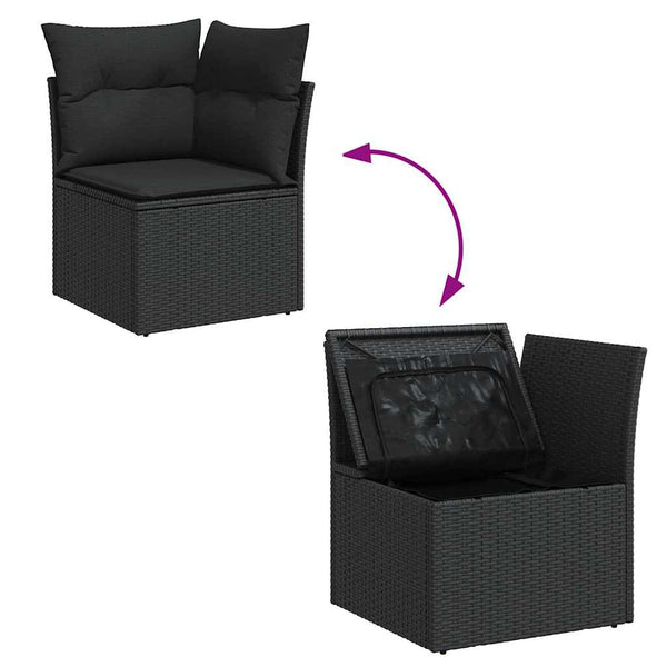 9-teilige Garten Sofagarnitur Schwarz Poly Rattan